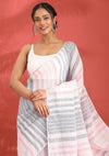 Off White Linen Woven Saree