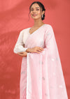 Pastel Pink Linen Woven Saree