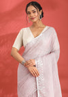 Mauve Linen Woven Saree