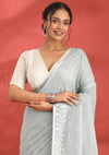 Light Teal Linen Woven Saree
