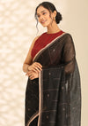 Black Linen Woven Saree