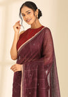 Violet Linen Woven Saree