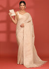 Beige Linen Woven Saree