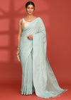 Pastel Blue Linen Woven Saree