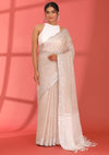 Beige Linen Woven Saree