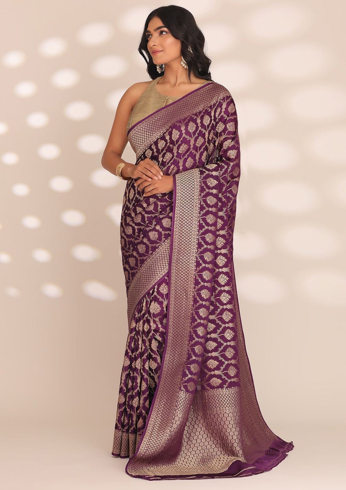 Violet Banarasi Satin Weave Saree