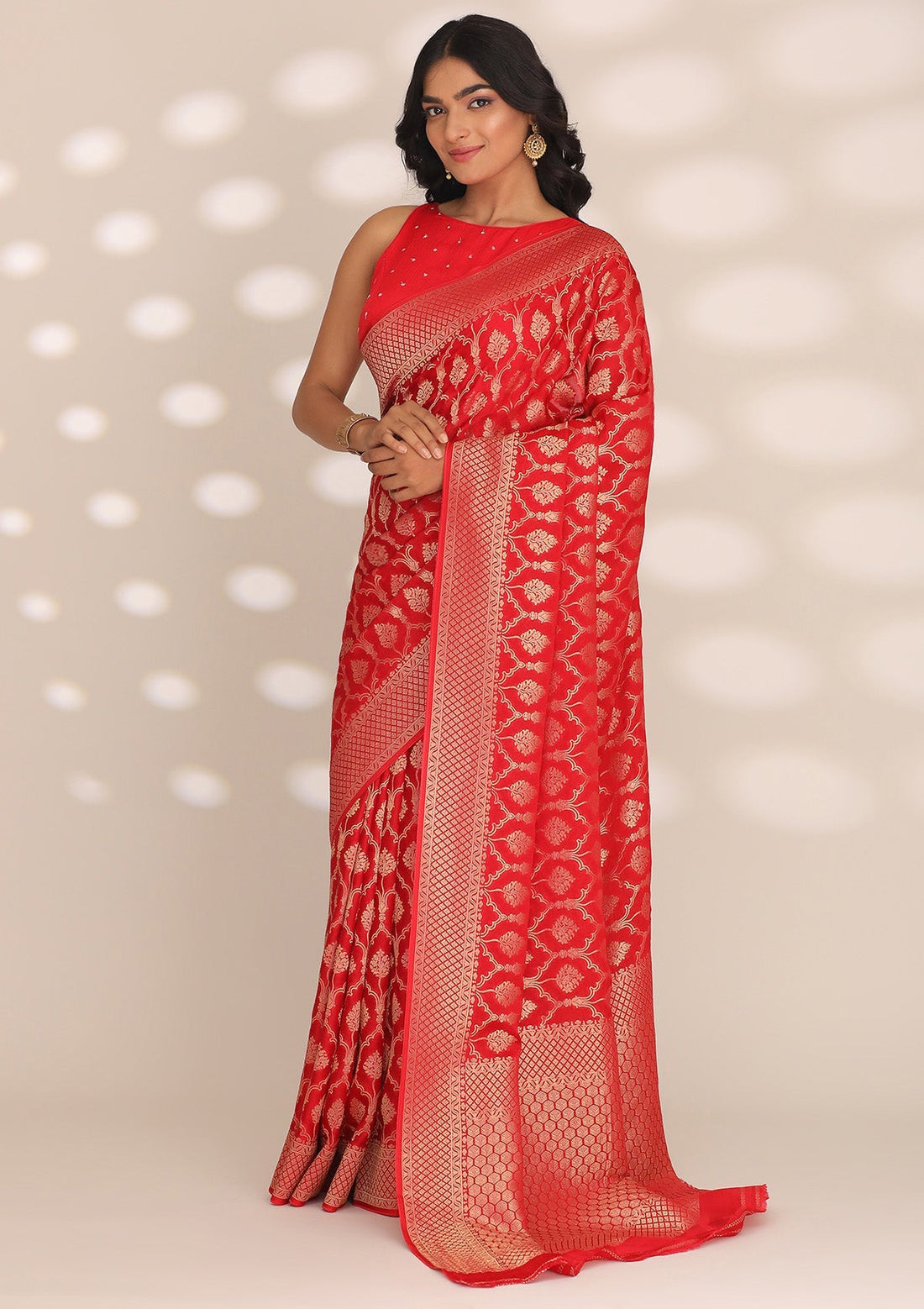 Red Banarasi Satin Weave Saree