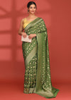 Leaf Green Banarasi Satin Weave Saree