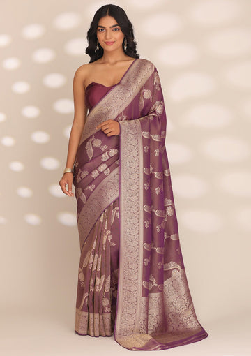 Violet Banarasi Tissue Weave Saree