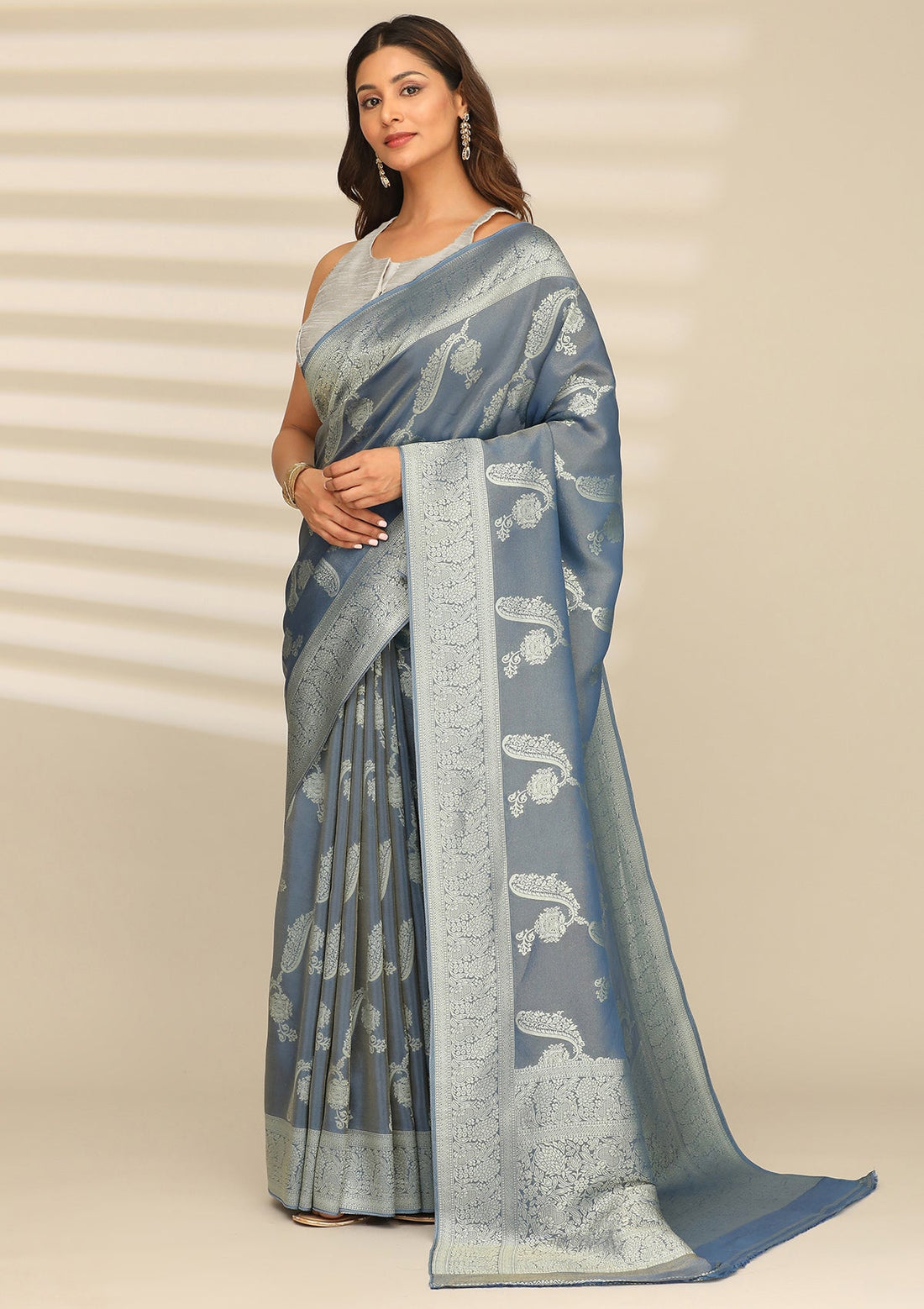 Royal Blue Banarasi Tissue Weave Saree