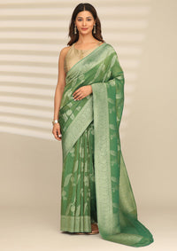 Green Banarasi Tissue Weave Saree
