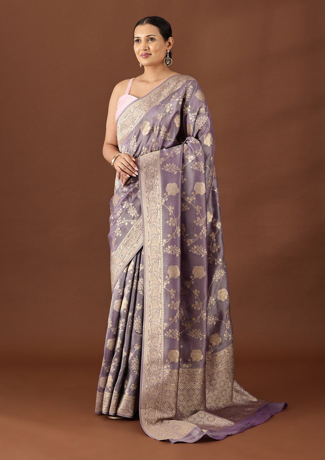 Dusty Violet Banarasi Tissue Weave Saree