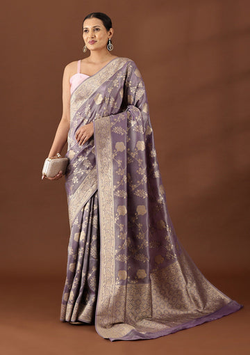 Dusty Violet Banarasi Tissue Weave Saree