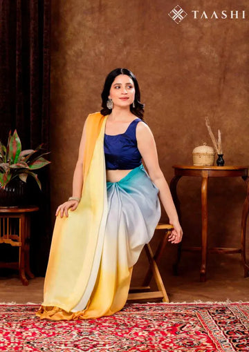 Ombre Blended Colors Crepe Saree