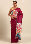 Plum Tissue Contemporary Embroidered Saree