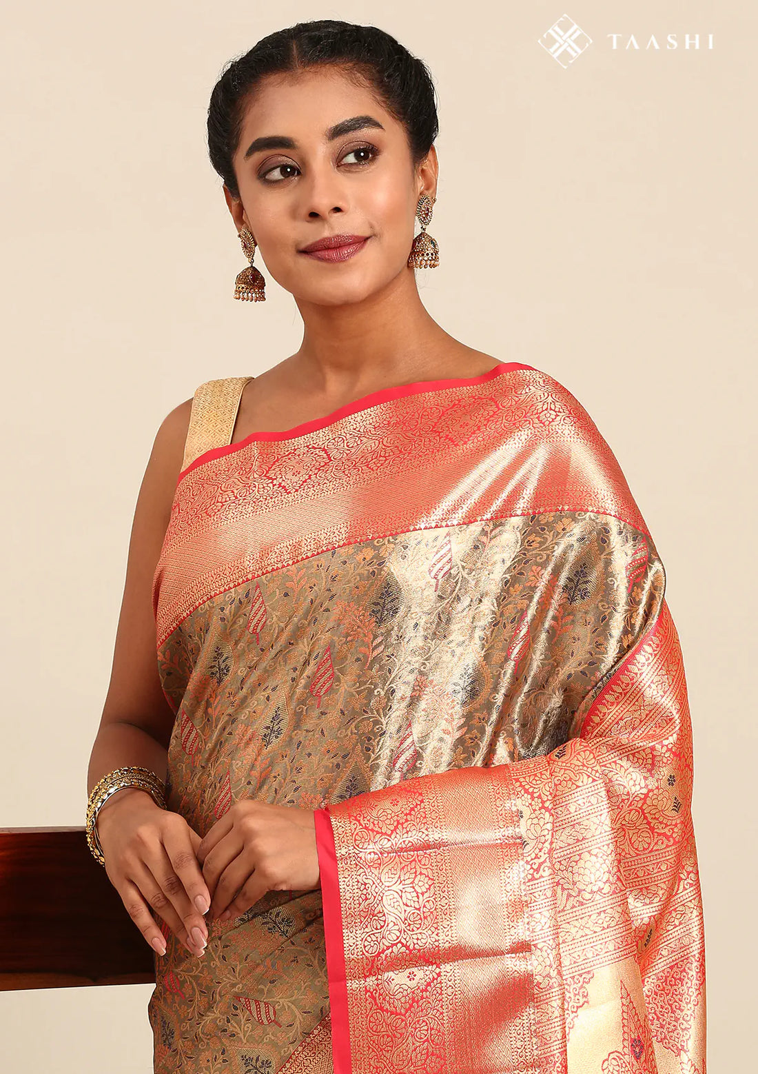 Dark Blue And Red Kanchipuram Saree