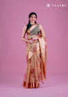 Dusty Yellow Organza Contemporary Printed Saree