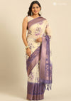 Cream Organza Contemporary Printed Saree