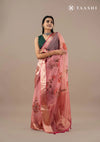 Dusty Pink Organza Contemporary Printed Saree
