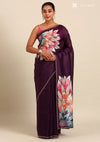 Purple Tissue Contemporary Embroidered Saree