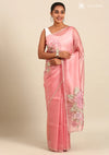 Blush Pink Tissue Contemporary Embroidered Saree