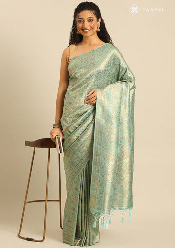 Turquoise Blue Banarasi Silk Weave Saree