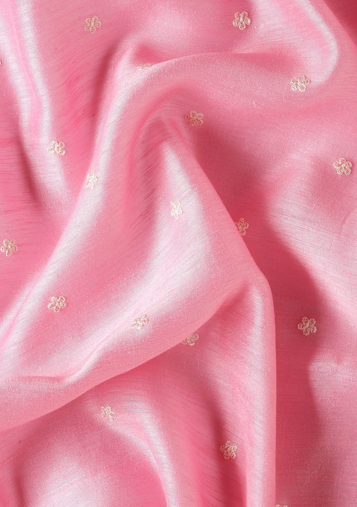 Pink Floral Embroiderd Linen Saree - Taashi